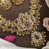 Lakshmi Peacock AD Stone Neckpiece-Gold Bead-G14711